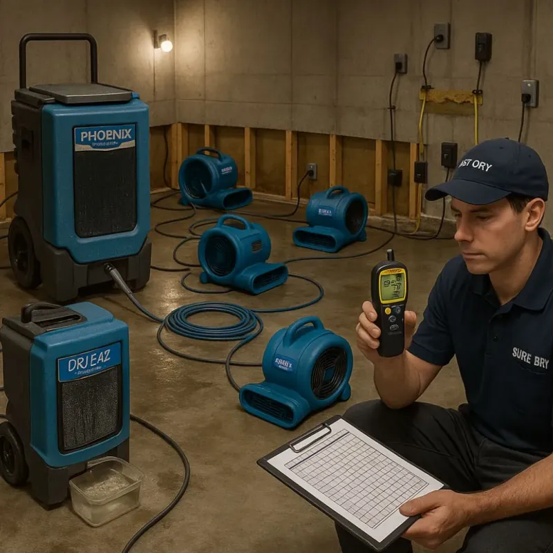 Structural Drying and Dehumidification process in West Puente Valley, CA